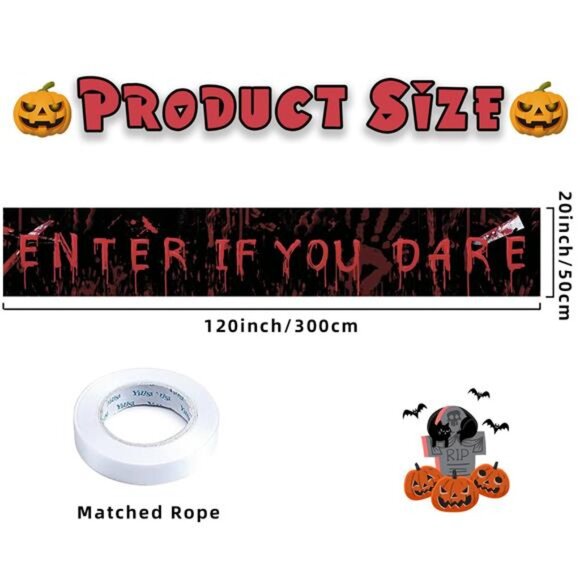 Halloween LED Banner Decoration – 118.1" x 19.6" Light-Up Scary Banner - Picture 3 of 8
